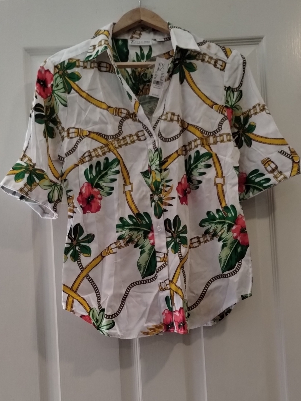 7th Avenue by New York & Company Tropical Print Blouse.  (174)